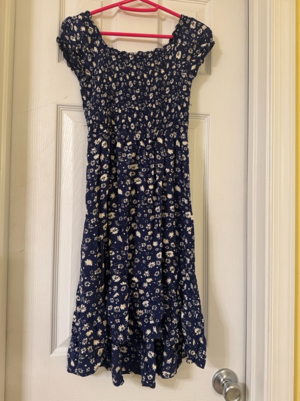 Girls' Navy Floral Smocked Sundress